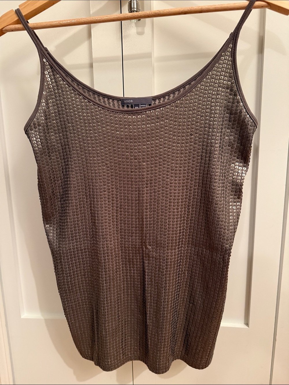Vince Charcoal Sequin Slip Tank